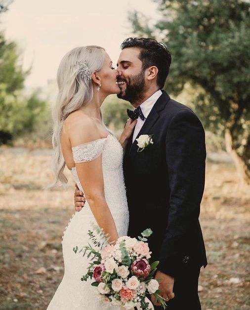 Bride and groom on their wedding day